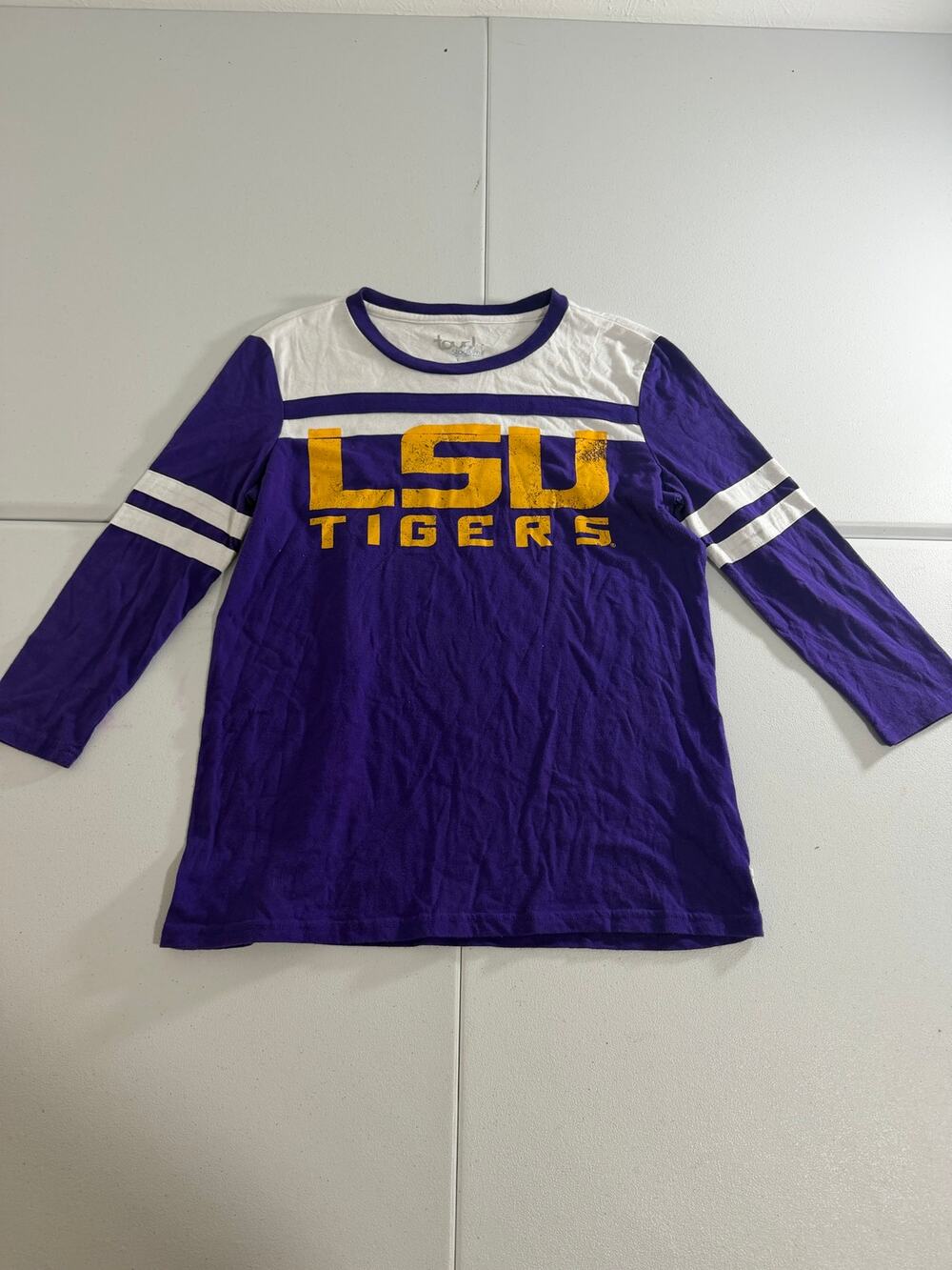 LSU Tigers Long Sleeve Shirt Women's Size L Purple White Touch Stadium